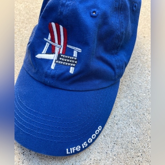 Life is Good Hat Blue Cap Adjustable One Size Summer Flag Beach Relax Strapback - Picture 2 of 8